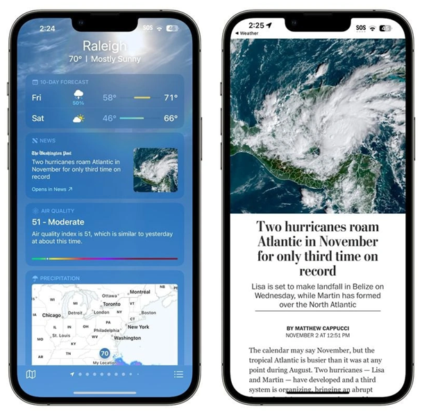 爱民苹果14维修分享iPhone 14手机如何看天气时顺带看新闻 